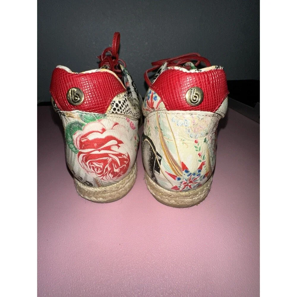 Bon Bonite Espadrille Lace-Up Sneakers- Floral & Abstract Print, Handmade SZ 35